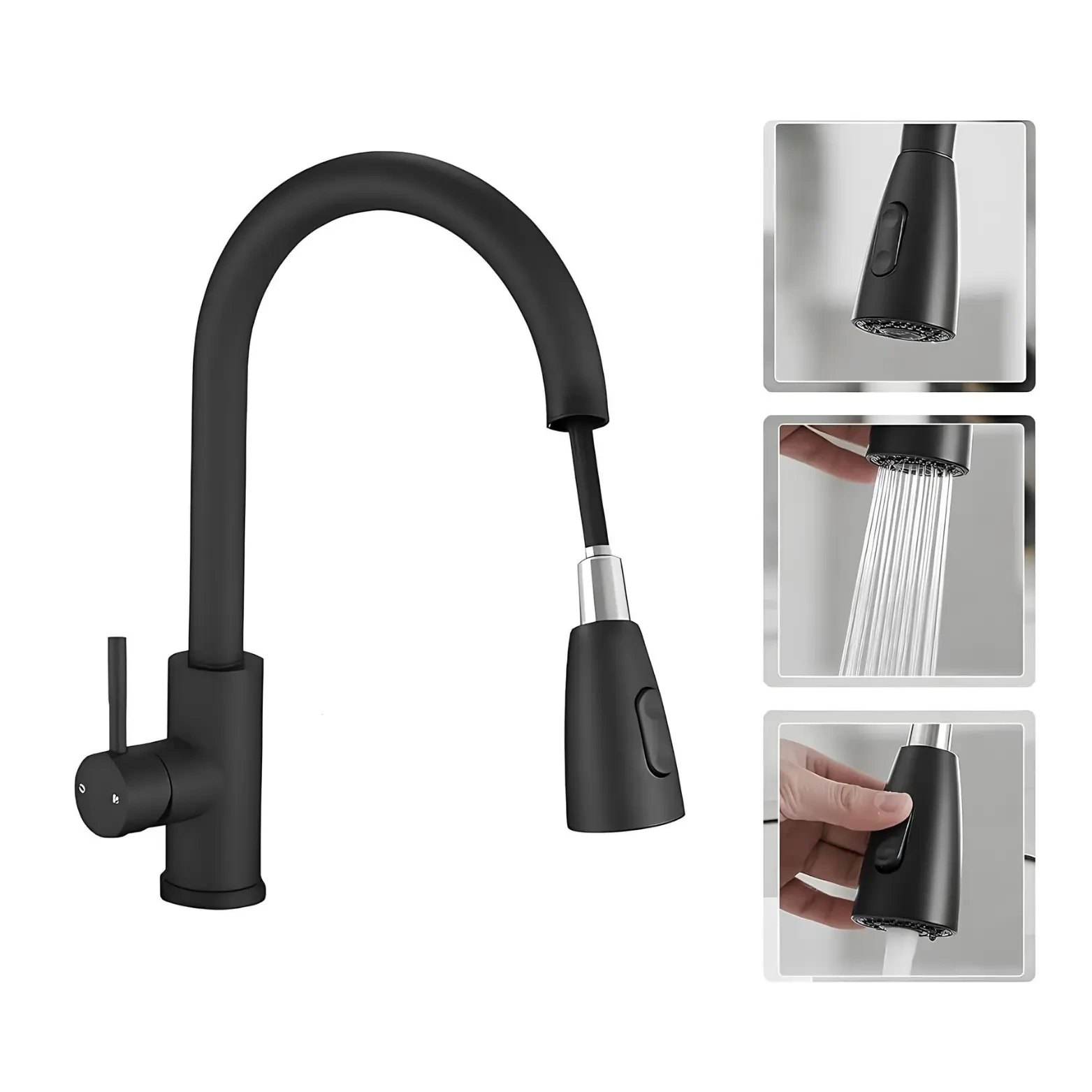 Imported Pull-out Basin Mixer Black - GribonHome